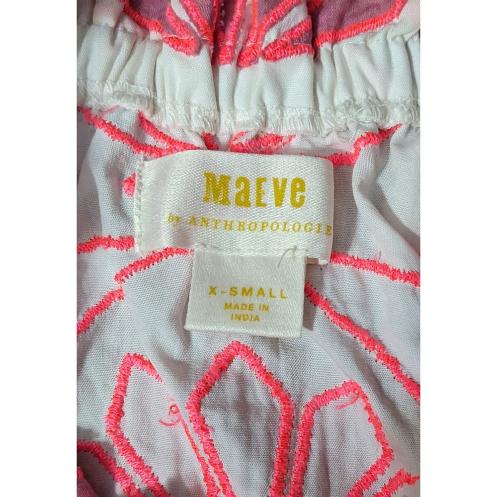 Womens Peasant Shirt Maeve Anthropologie Flare Off Shoulder Smocked XS Oversized - Picture 2 of 4